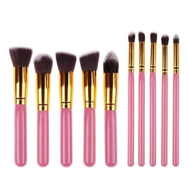 Kabuki Brush 10pcs Set  Pink