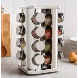 16 Pieces Rotating Stainless Steel Glass Spice Jar Rack, 3 image