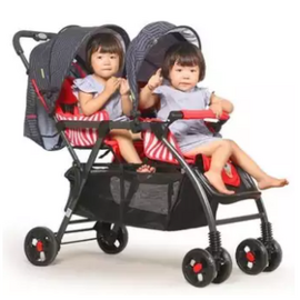 BBH Twin Baby Stroller Premium Prams- Red