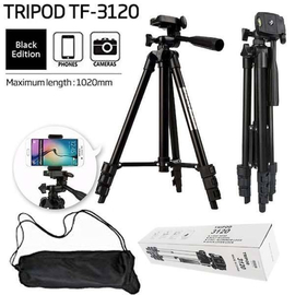 Tiktok Tripod 3120 Camera Stand with Phone Holder Clip - Black, 2 image