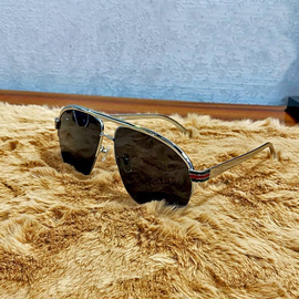 Luxurious Black Shade Silver Frame Eye Wear Mens Sunglasses