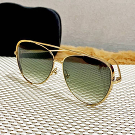 Luxurious Golden Light Green Shade Eyewear Unisex Sunglasses