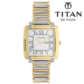 TITAN Analog Silver Dial Two Tone Color Band Stainless Steel Mens Watch -NF1586BM01