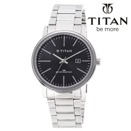 TITAN Brand Tycoon Black Dial Silver Stainless Steel Band Mens Watch -NK9440SM01