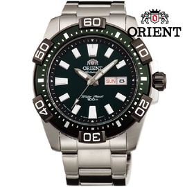 Orient Marine Sporty Automatic Green Dial Silver St. Steel Band Mens Watch-FEM7R001F