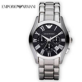 Emporio Armani Chronograph Black Dial Stainless Steel Mens Wrist Watch- AR0673