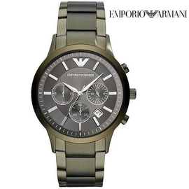 Armani Grey Dial Analog Green Color Band Stainless Steel Mens Watch- AR11117