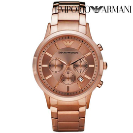 Armani Chronograph Rose Golden Dial Rose Golden Band Stainless Steel Mens Watch-AR2452