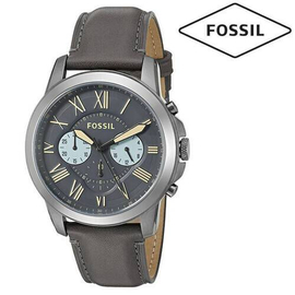 FOSSIL FS5183 Chronograph Grant Gunmetal Dial Ashe Band Leather Mens Watch