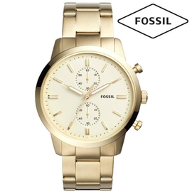 FOSSIL Chronograph Townsman Cream Dial Golden Band Stainless Steel Mens Watch- 5348