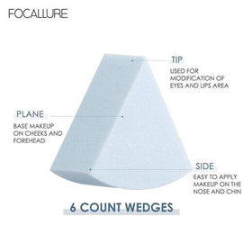 FOCALLURE Matchmax Beauty Blender-6 Count Wedges Sponge
