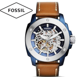 Fossil Modern Sport Automatic Skeleton Dial Leather Belt Mens Watch-ME3135