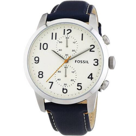 FOSSIL FS4932 Townsman Chronograph White Dial Blue Leather Mens Watch