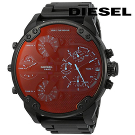 Diesel DZ7402 Mr. Big Daddy 2.0 Chronograph Black With Blood Red Dial Two Tone Band Stainless Steel Mens Watch