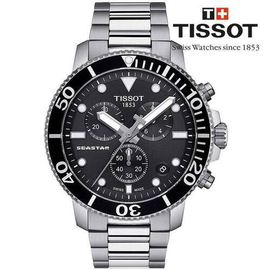 Tissot T120.417.11.051.00 Authentic Seastar 1000 Chronograph Black Dial Silver Stainless Steel Band Mens Watch