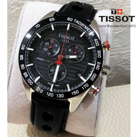 Tissot PRS 516 Chronograph Black Dial Black Leather Band Mens Watch (T100.417.16.051.01)