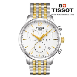 Tissot T Classic Tradition White Dial Chronograph Two Tone Stainless Steel Mens Watch (T063.617.22.037.00)