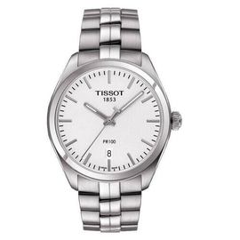 Tissot PR100 White Dial Silver Band Stainless Steel Mens Watch- T101.410.11.031.00