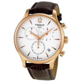 Tissot T Classic Tradition White Dial Brown Leather Band Mens Watch-T063.617.36.037.00