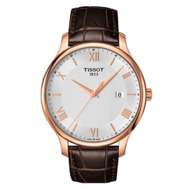 Tissot T Classic Traditional Silver Dial Brown Leather Band Gents Watch