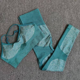 Antibacterial Sports Bra And Yoga Pants Set-Teal, Size: M, 3 image
