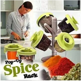 As seen on tv Pop Up Spice Rack Herbs Kitchen Storage 6 Piece Plastic Containers Jar Display