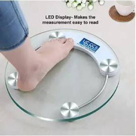 RTB Electronic Thick Tempered Glass and LCD Display Digital Personal Bathroom Health Body Weighing Scales for Human Body (Round-Shape)
