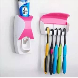 Creative Automatic Plastic Lazy Toothpaste Dispenser 5 Toothbrush Holder Squeezer Bathroom Shelves Bathing Accessories 1 Set