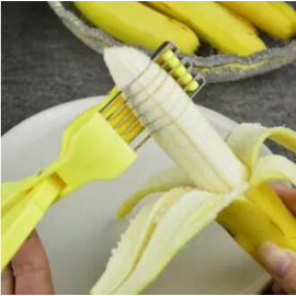 New Novelty Banana slicer bananenschneider Stainless Steel Cucumber Cutter Fruit Vegetable Knife Salad Sundaes Chopper, 3 image