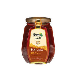 Clariss Natural Honey: 500gm Octagonal Glass Bottle