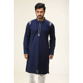 Navy Blue Fashionable Indian Lilen Panjabi For Men