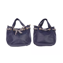 Navy Blue PU Leather Designer Hand Bags For Women, 3 image