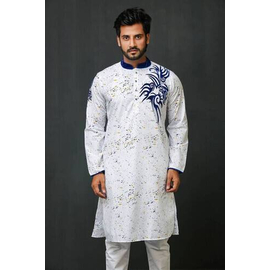 White Fashionable Cotton Panjabi For Men