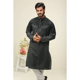Black Fashionable Cotton Panjabi For Men