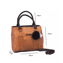 Brown Fashionable Zara PU Leather Handbag For Women, 2 image
