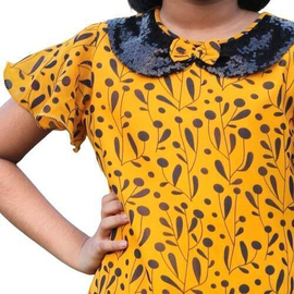 Yellow Color Printed Georgette Fabric Girls Tops(3-6 Years), 2 image