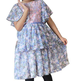 Misty Color Printed Georgette Fabric Girls Frock(3-6 Years)