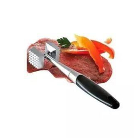 Double-Sided Meat Hammer With Non Slip Handle - Silver and Black