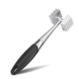 Double-Sided Meat Hammer With Non Slip Handle - Silver and Black, 2 image