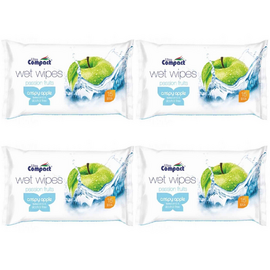 Ultra ComPact Wet Wipes 15pcs Crispy Apple Flavour 4 Pack Combo