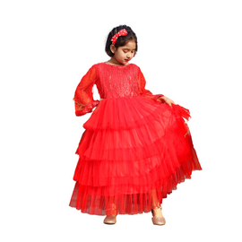 Red colour samu silk Baby Dress 11-14 Years