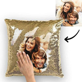Personalized Photo Sequin Cushion Cover, 4 image