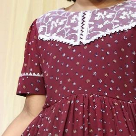 Girls Long Frock With georgette fabrics Maroon 1-4 Years, 3 image