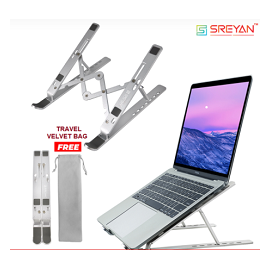 Aluminum Collapsible and Portable Laptop Stand - Silver