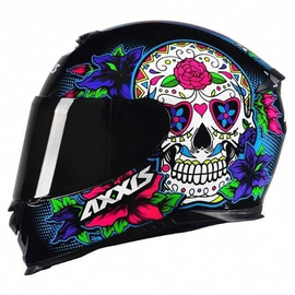 AXXIS Eagle Mexican Skull Black Motorcycle Helmet BD (clear visor)