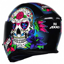 AXXIS Eagle Mexican Skull Black Motorcycle Helmet BD (clear visor), 2 image