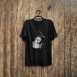 Short Sleeve Printed Black T-Shirt for Man