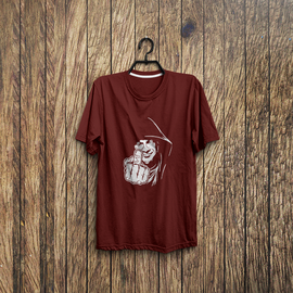 Short Sleeve Printed Maroon T-Shirt for Man