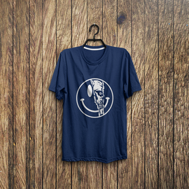 Short Sleeve Printed Blue T-Shirt for Man
