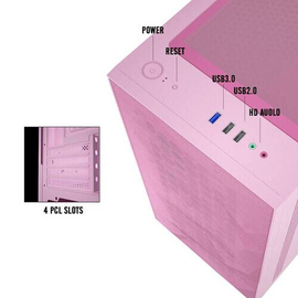 DarkFlash DLM21 Pink MESH Mico ATX Computer Case, 4 image